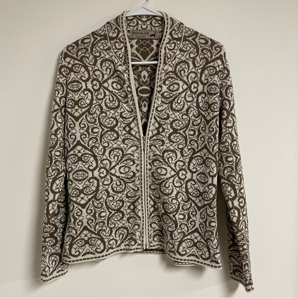 Peruvian Link Alpaca Collection Zip Up Cardigan - Small